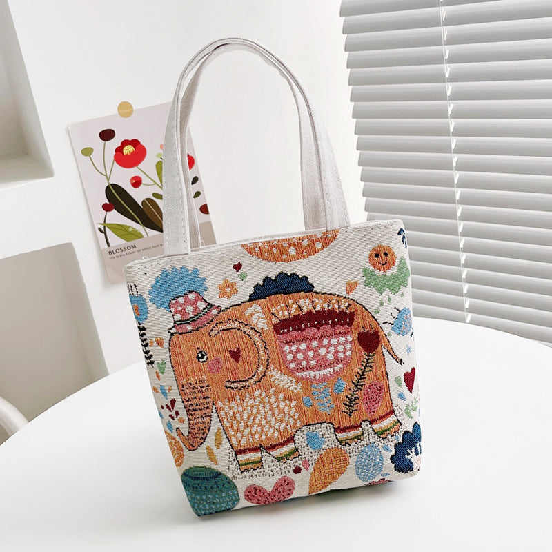 Wholesale Nylon Ethnic Style Elephant Pattern Embroidery Handbag
