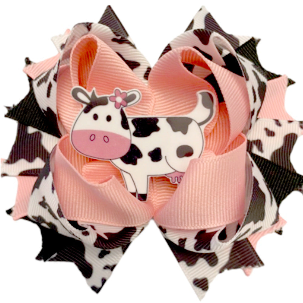 Wholesale 5pcs Cow Pattern Bow Western Cowboy Children's Hairpin