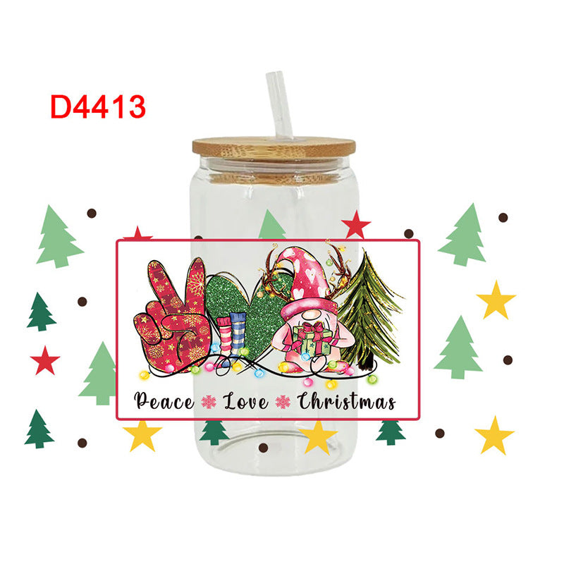 Wholesale Colorful Christmas Series Christmas Tree  16oz Cup UV DTF Wraps