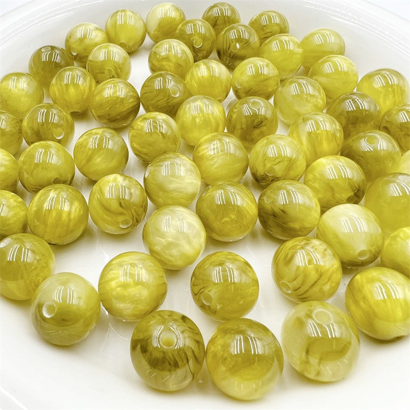 Wholesale 20PCS Symphony Flowing Sands Smudged Clouds Straight Hole 15MM Acrylic Round Beads