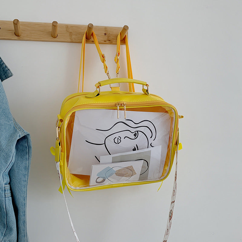 Mochila de bolsa de mensajero transparente de color caramelo de PVC al por mayor