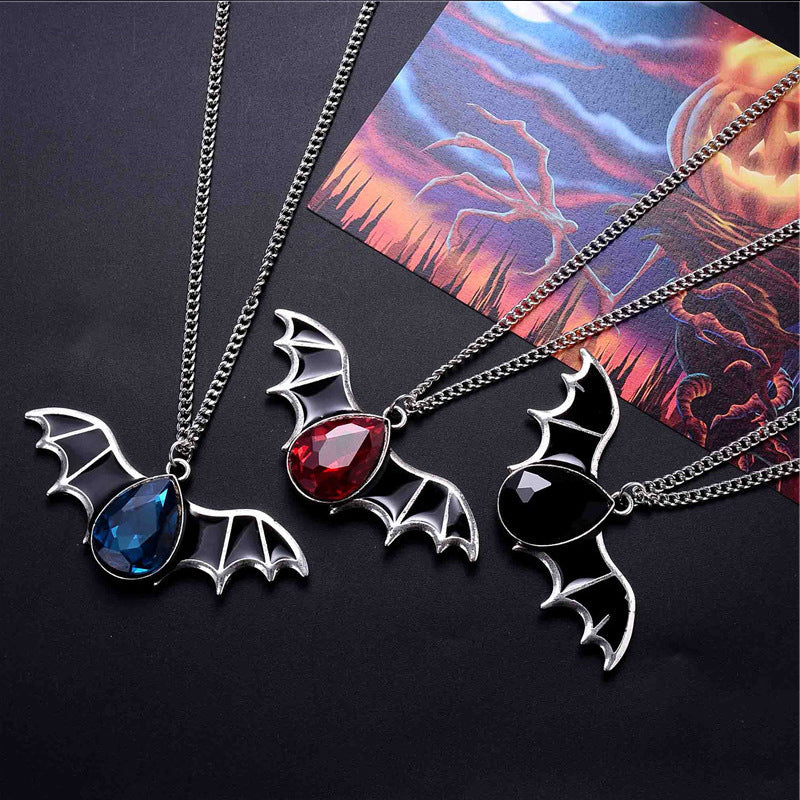 Wholesale Bat Personality Punk Oil Drop Couple Necklaces