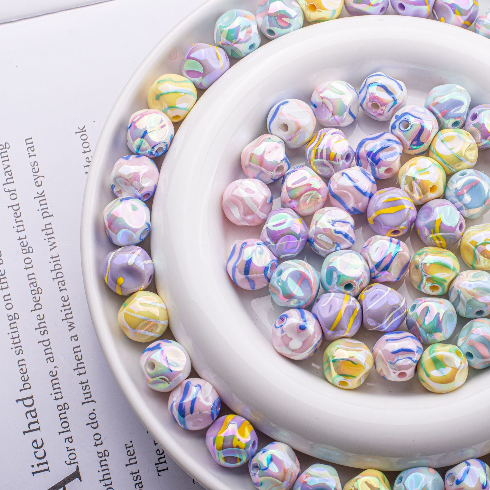 Wholesale 10PCS Acrylic Solid Color Line Fig Beads Meteorite Beads