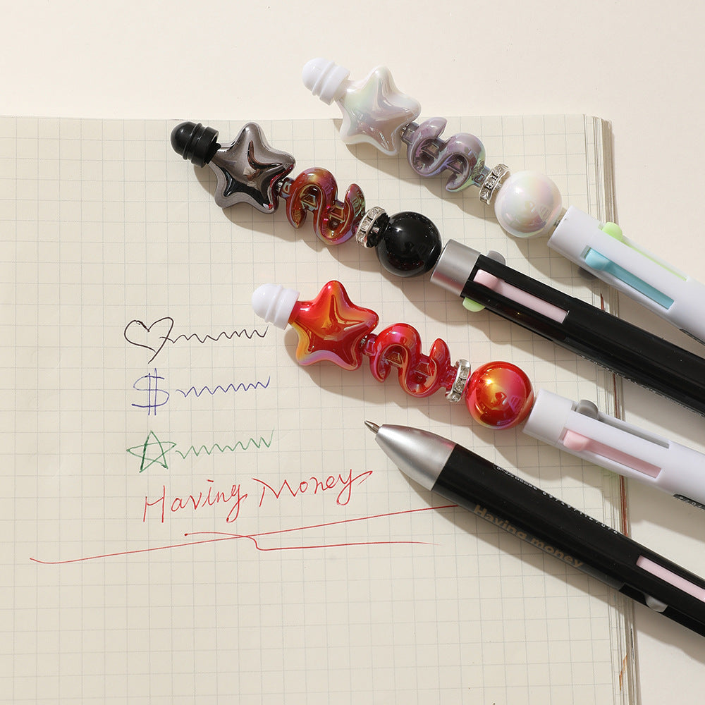 Wholesale 2pcs Princess Dream Beaded Pen 4 Color Press Ballpoint Pen Creative