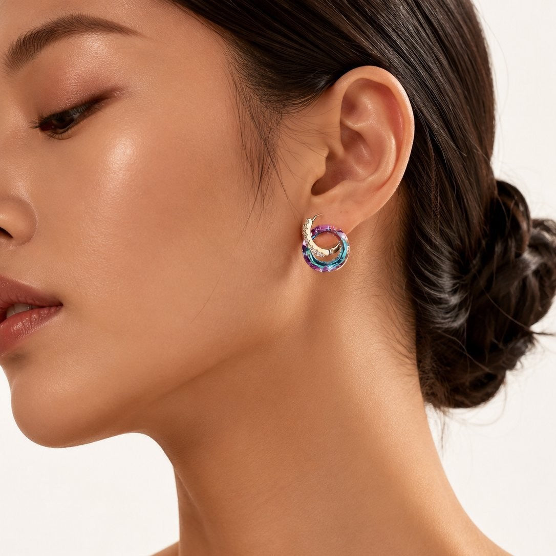 Wholesale Stylish Minimalist Crystal Hoop Earrings For Women Fashion Jewelry Accessory Gift