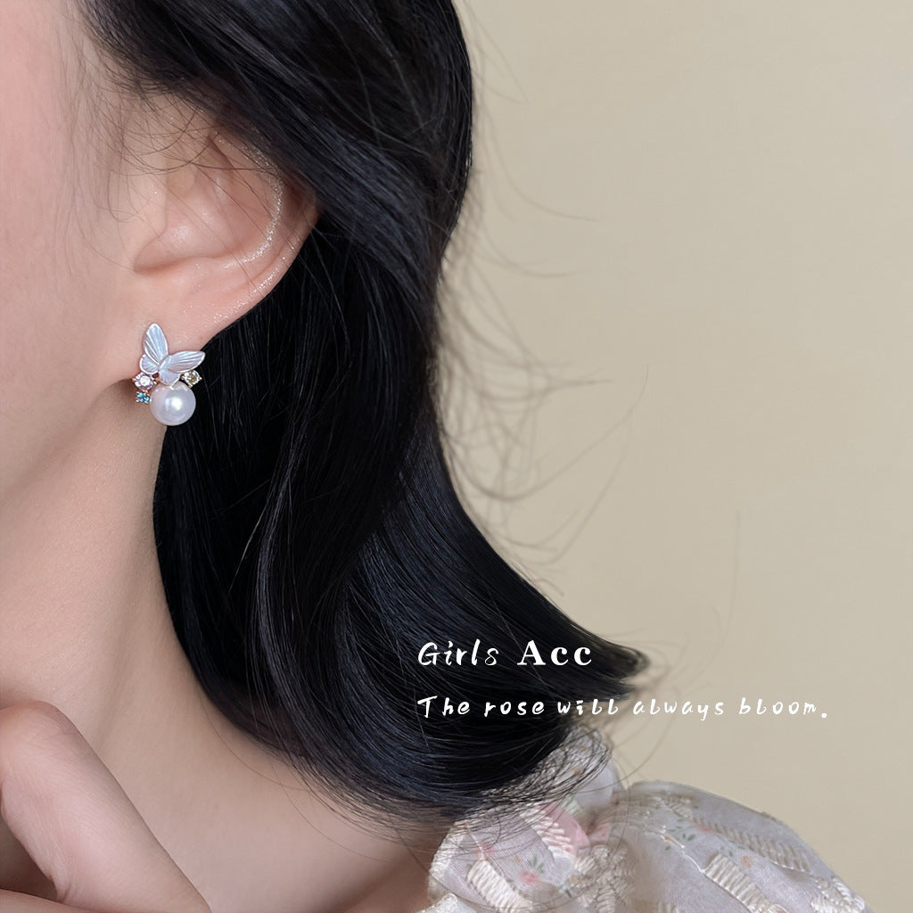 Wholesale Sweet Butterfly Colored Zircon Geometric Earrings