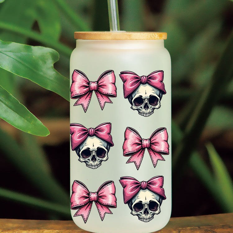 Wholesale Skeleton bow 16oz Cup UV DTF Wraps