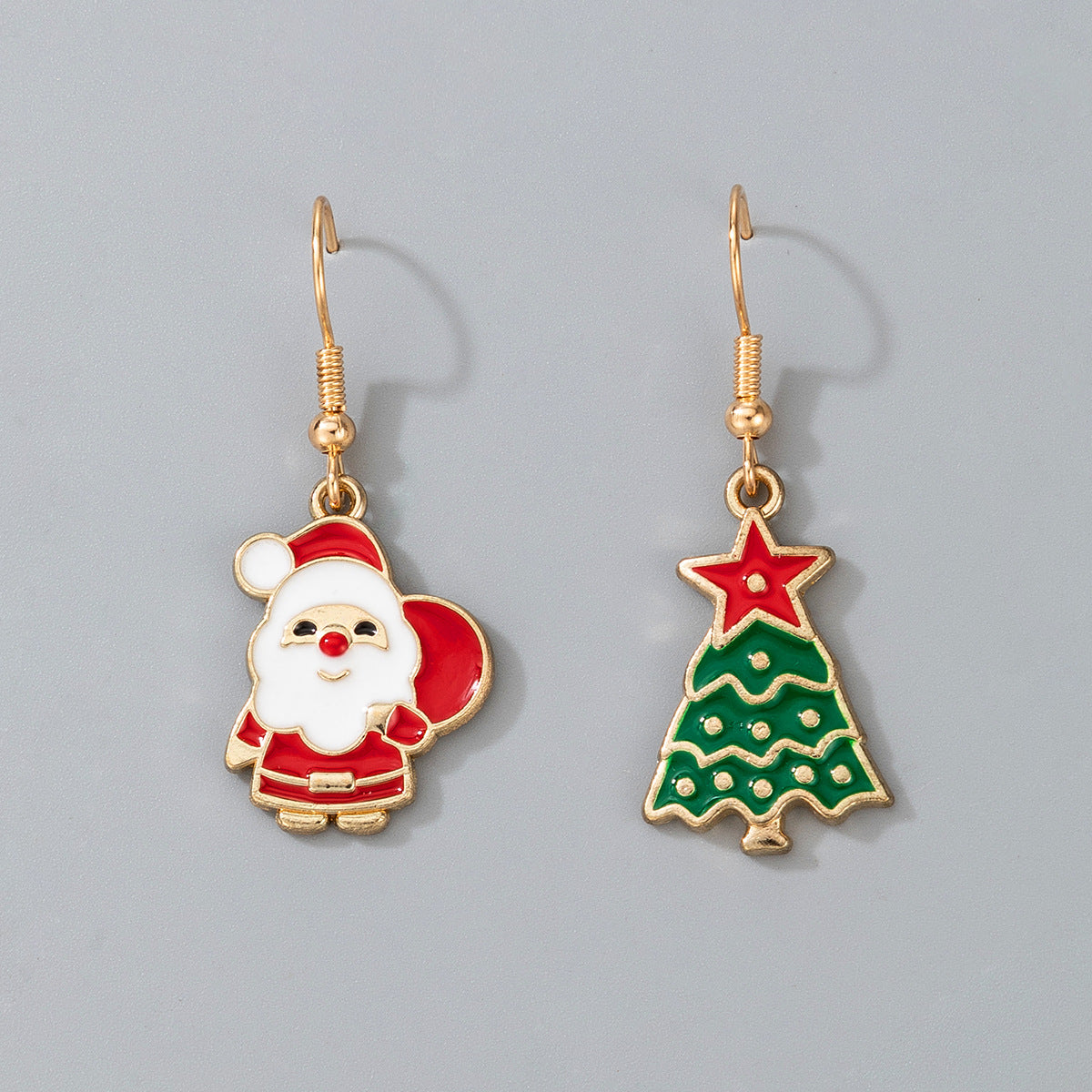 Wholesale Christmas Snowman Elk Candy Santa Claus Alloy Earrings