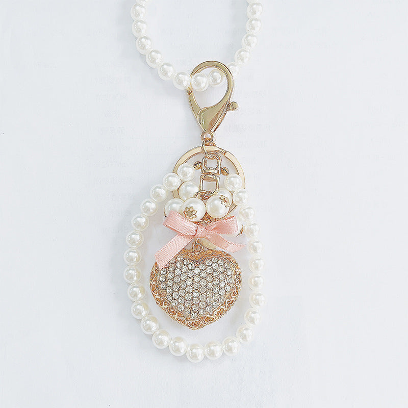 Wholesale Pearl Car Butterfly Alloy Keychain