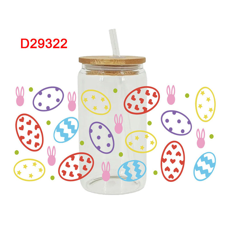 Wholesale Colorful Rabbit Pattern Egg Easter 16oz Cup UV DTF Wraps
