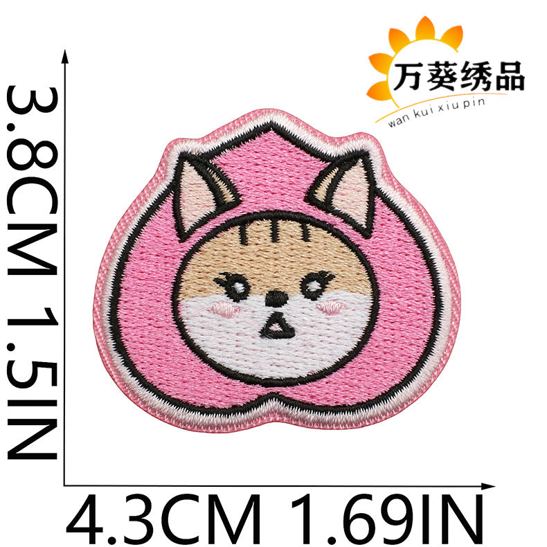 Wholesale Cute Heart Fruit Embroidered Patches Small Polyester Thread Sew On Clothing Appliques DIY Bag Charm Gift Accessory