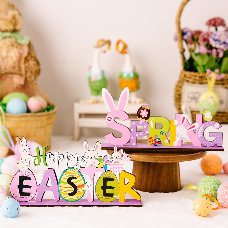 Wholesale Easter Rabbit Letter Wooden Decorations