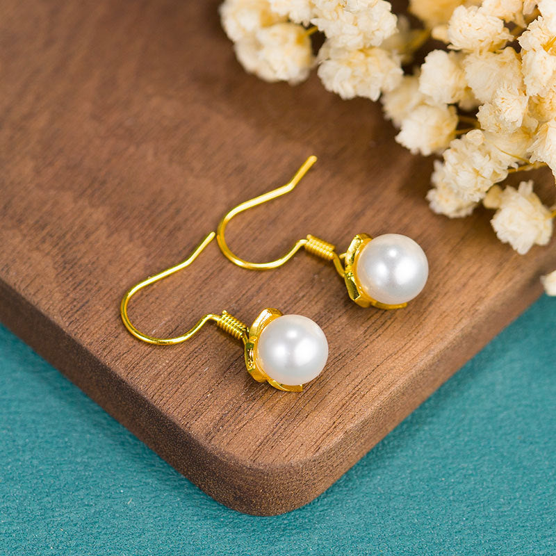 Wholesale Wholesale simple fashion freshwater pearl enamel cloisonne women's gold-plated ear hooks