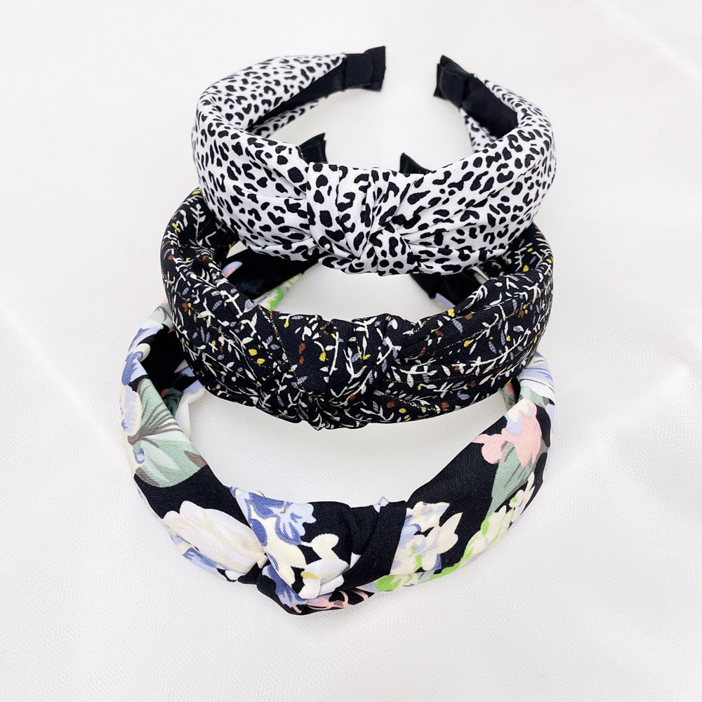 Wholesale Fabric flower cross knot wide edge headband