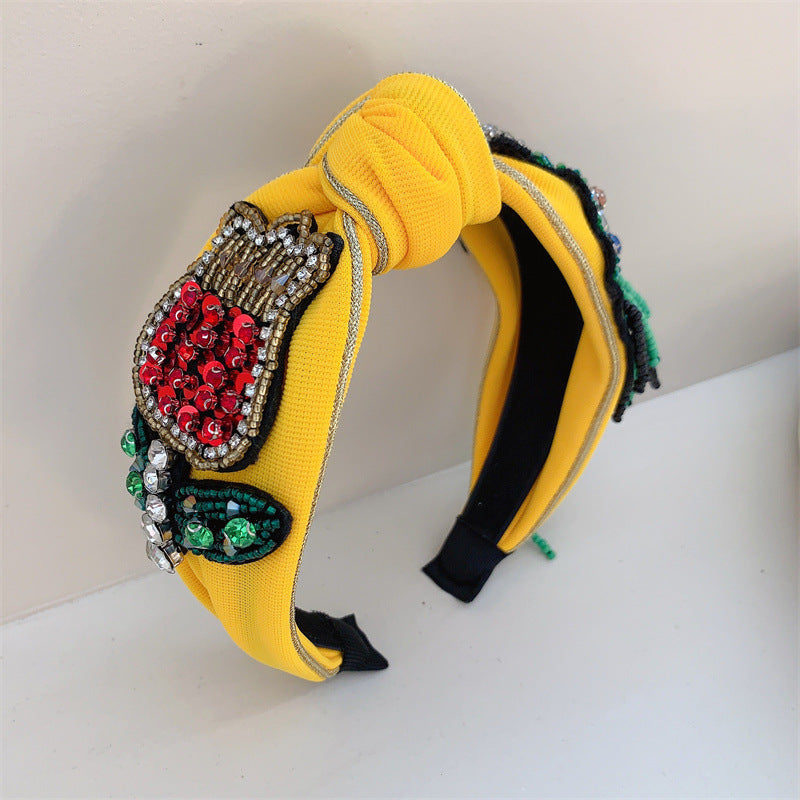 Wholesale Bird Beaded Vintage Wide Edge Hair Hoops