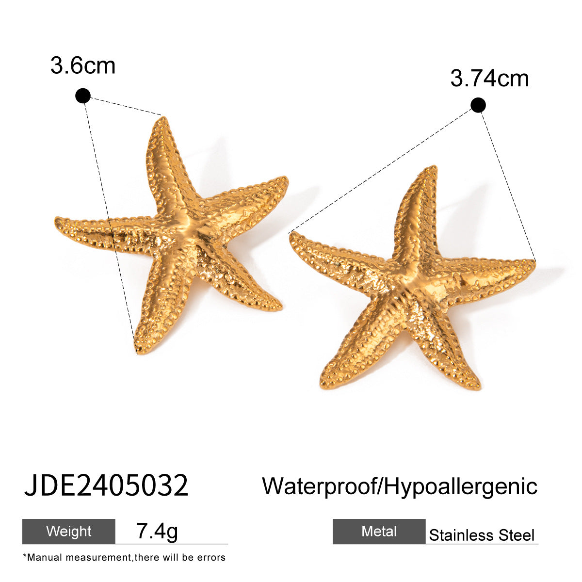 Wholesale Stainless Steel Starfish Earrings