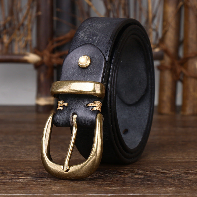 Wholesale 3.3CM Wide Pin Buckle Vintage Distressed Leather Belt