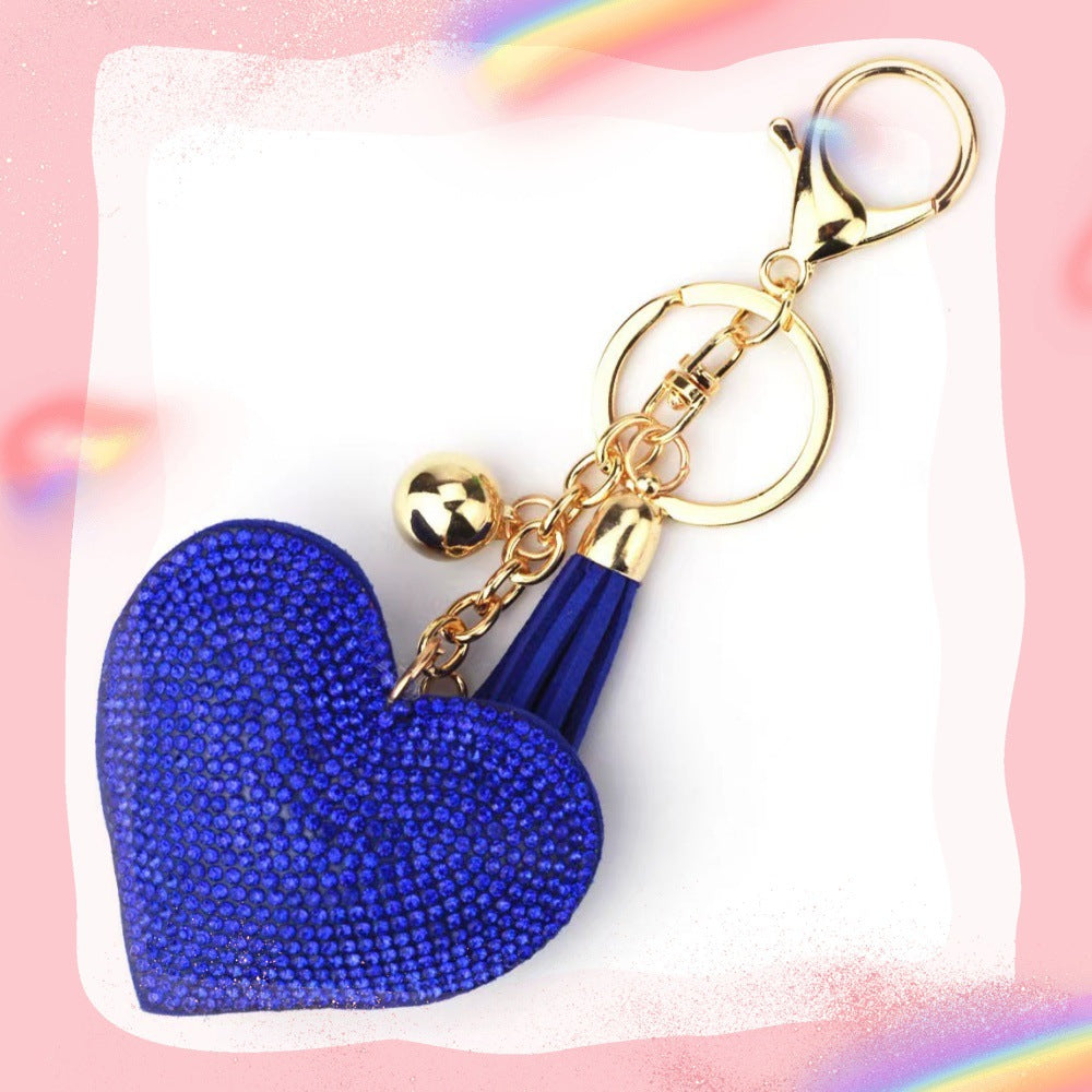 Wholesale Heart-shaped Rhinestone Leather Keychain