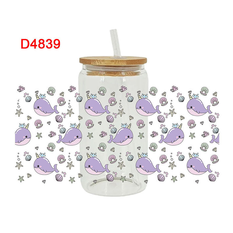 Wholesale Blue Ocean Series  16oz Cup UV DTF Wraps