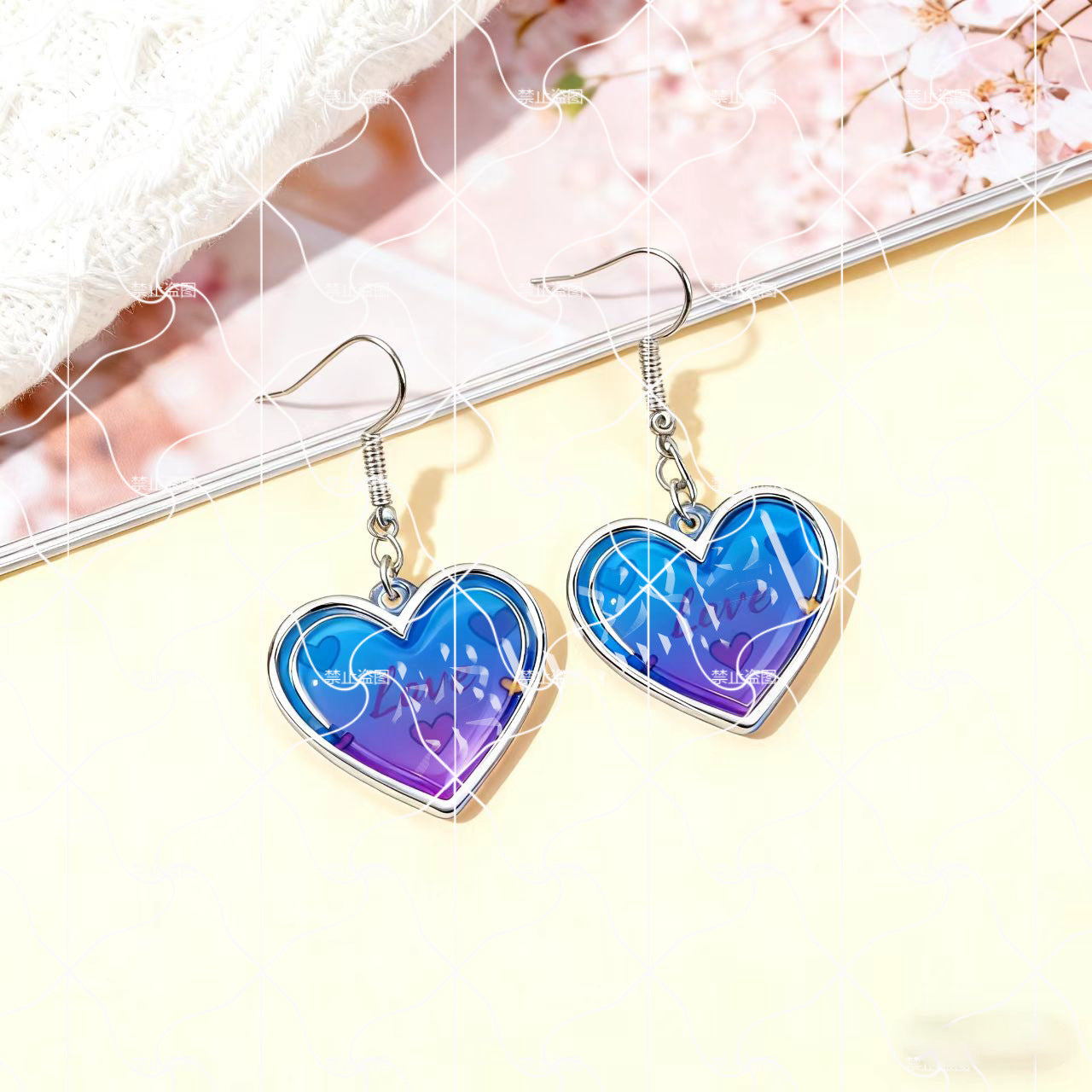 Wholesale Valentine' s Day Acrylic Printing 2D Flat Couple Earrings