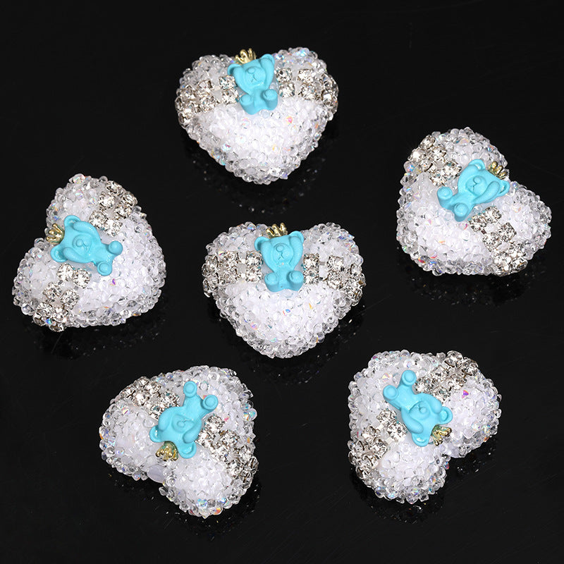 Wholesale 5pcs Crown Bear Heart-Shaped Soft Candy Beads