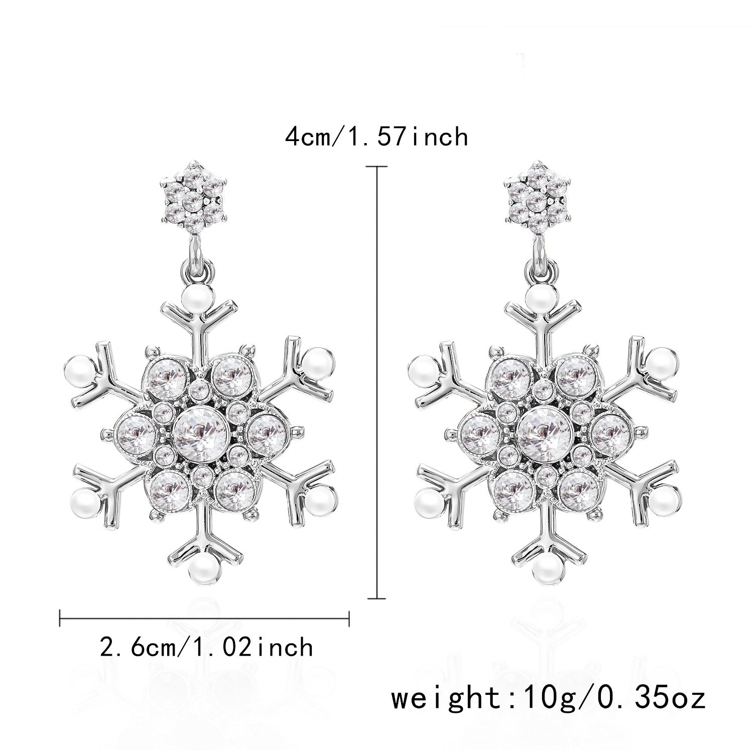 Wholesale Christmas jewelry diamond snowflake pearl earrings