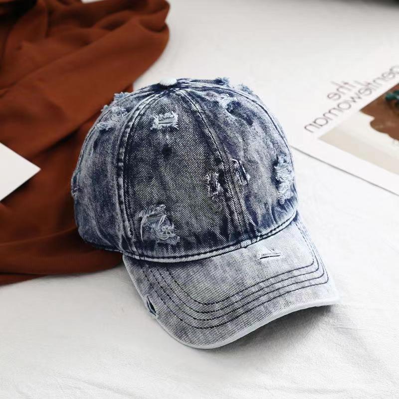 Wholesale Ripped Washed Denim Baseball Caps