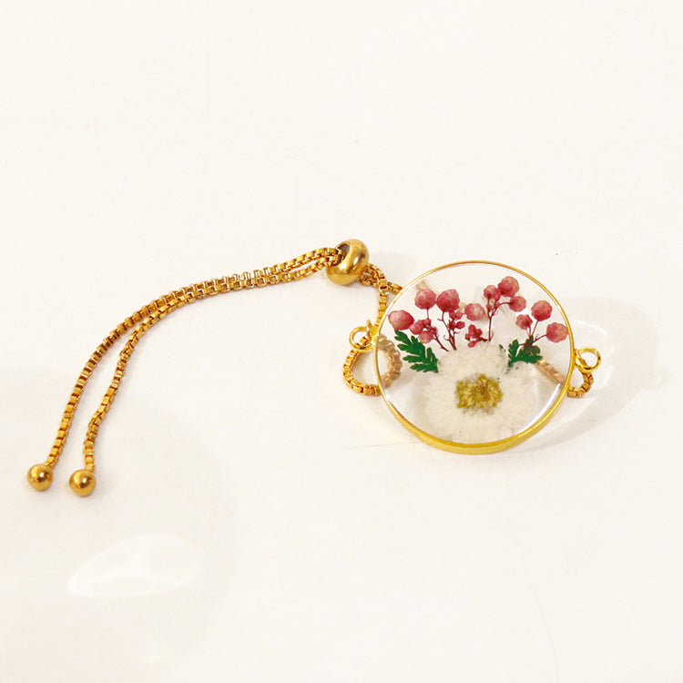 Wholesale 6pcs Small Daisy Preserved Flower Resin Bracelet