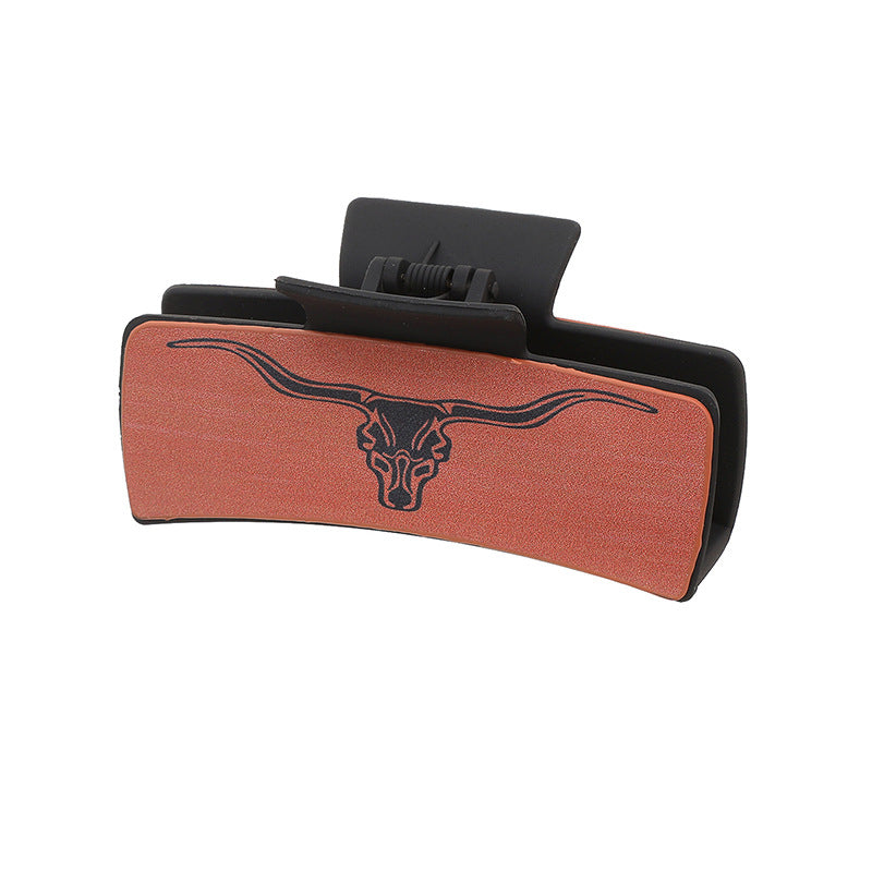 Wholesale of Western Cowboy Style Feather Cowhead Leather Hair Clips