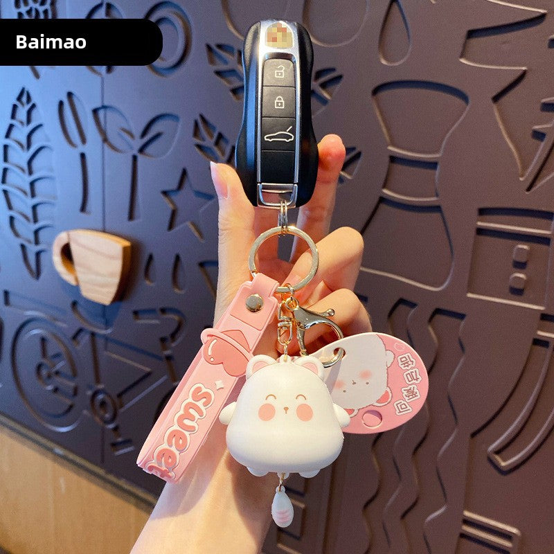 Wholesale Cute Cat Trendy Car Panda Keychains Couple Schoolbag Pendant