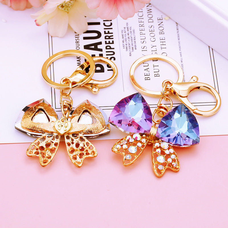 Wholesale Diamond Colored Butterfly Car Metal Cute Bag Key Chain Ring