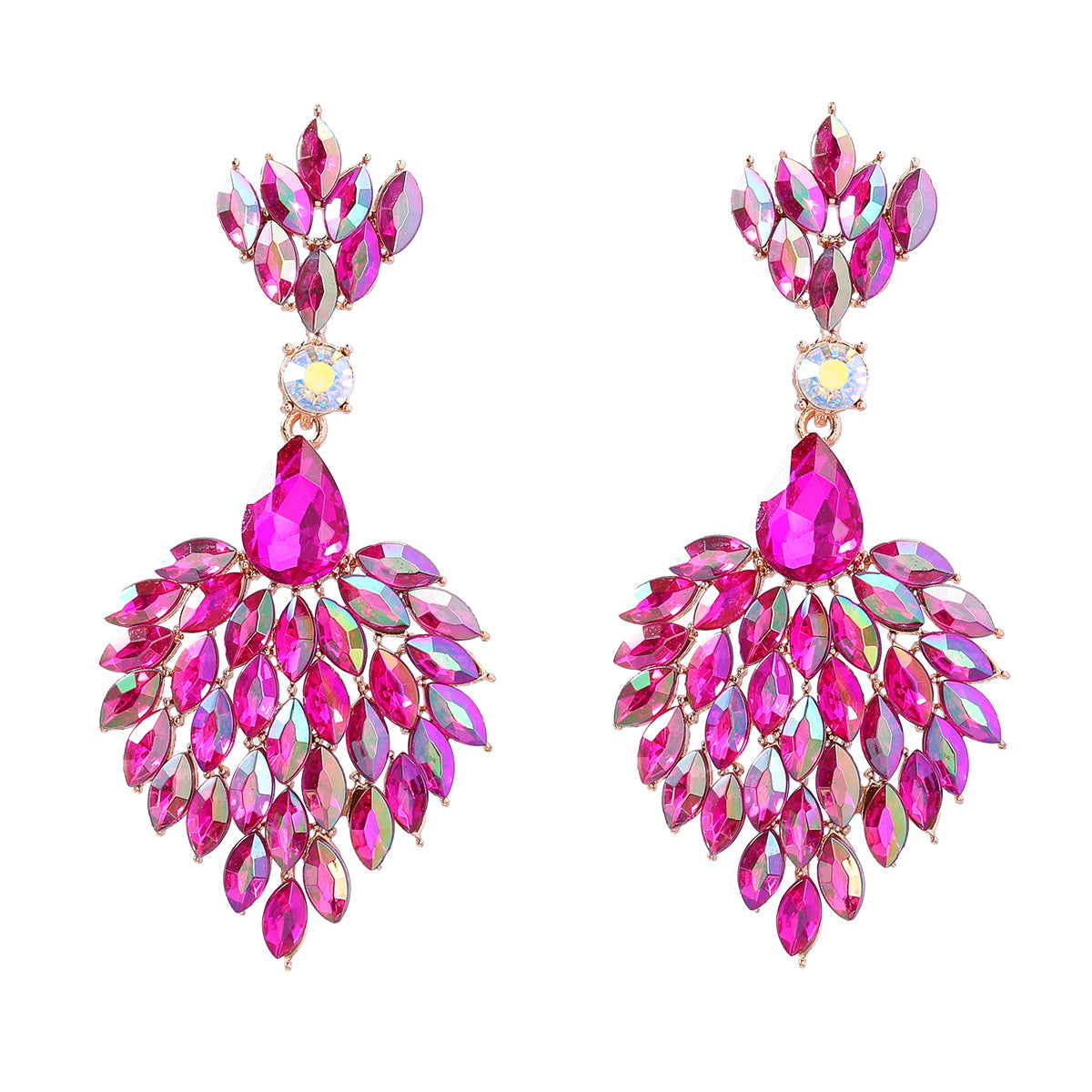 Wholesale Alloy Colored Diamond Full Diamond Gemstone Earrings