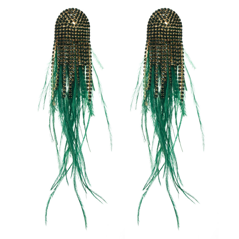 Wholesale Bohemian Style Feather Tassel Alloy Earrings