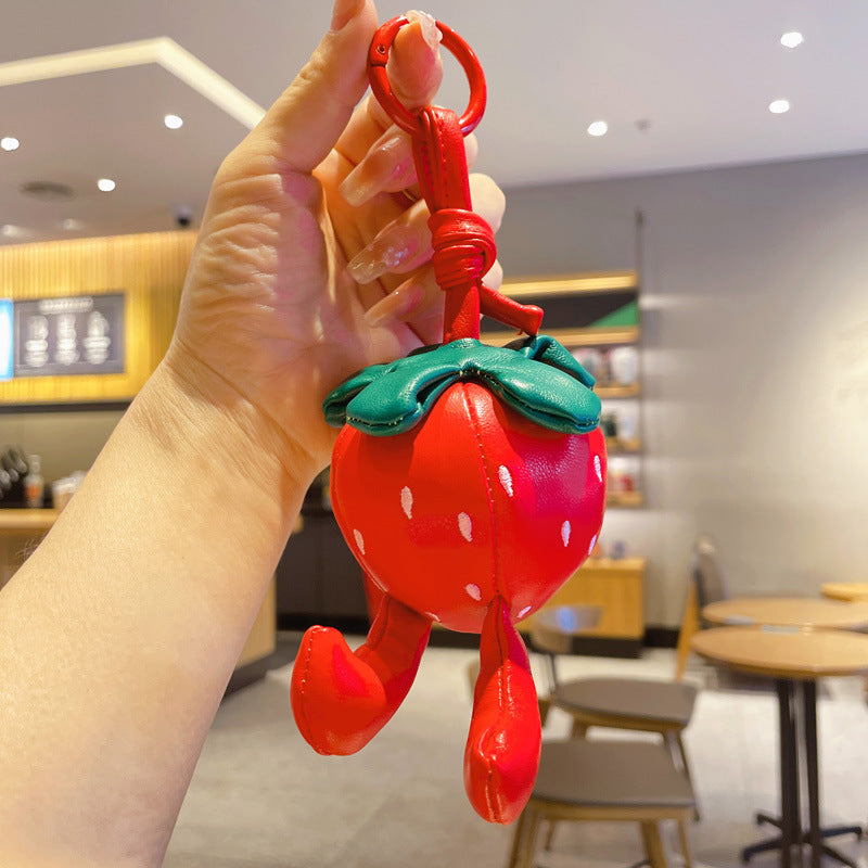 Llavero de fresa de cuero al por mayor