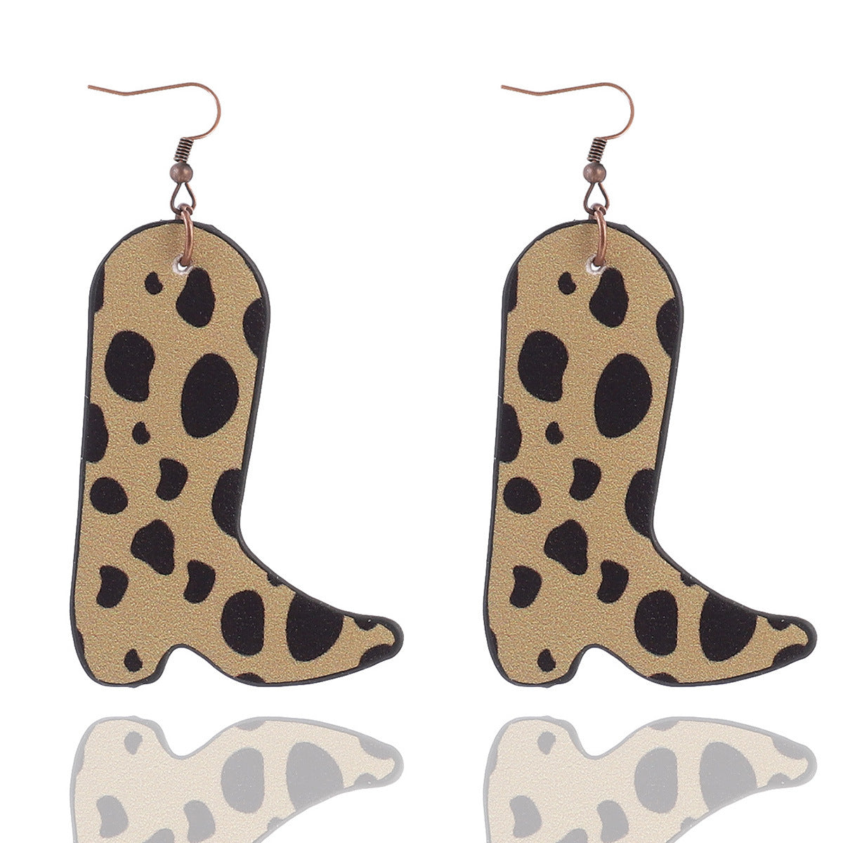 Botas al por mayor Pendientes de borde engrasado de leopardo