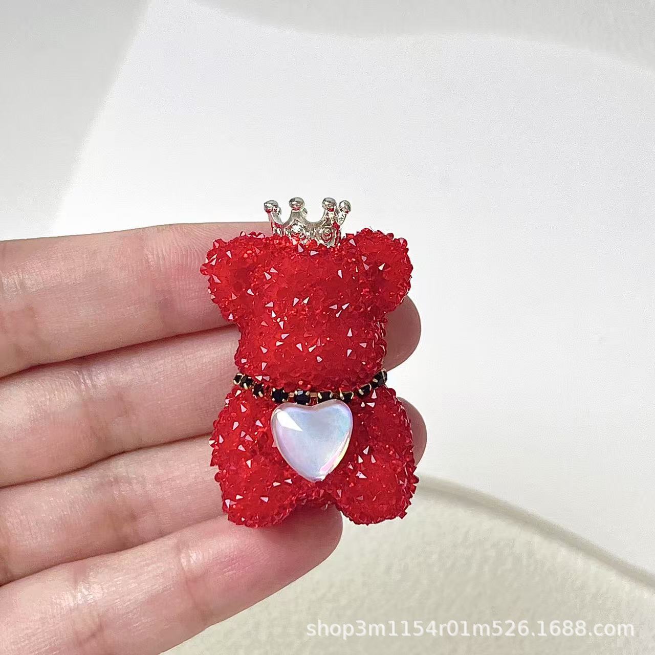 Wholesale Double-sided 3D Sugar Heart Crown Little Bear DIY Handmade Beads