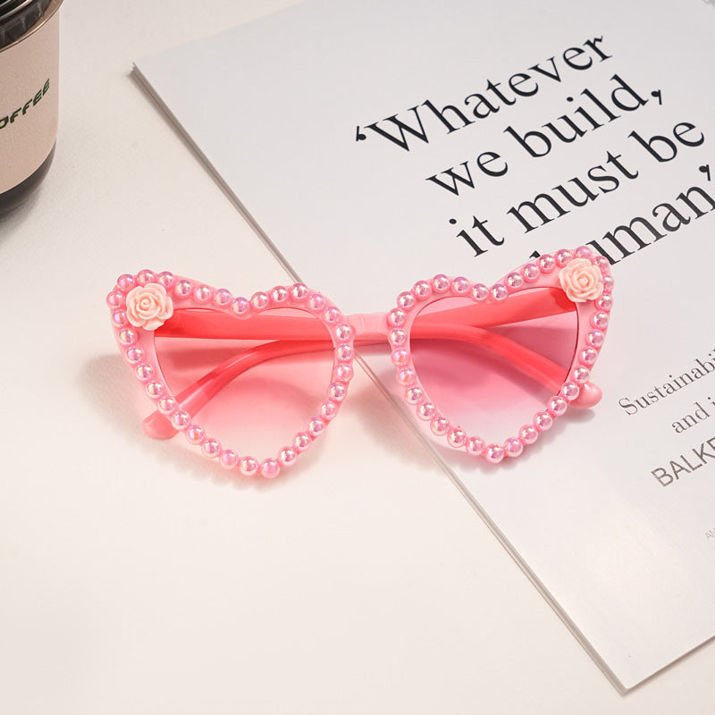 Wholesale Heart shaped Party Love Pearl Sunglasses