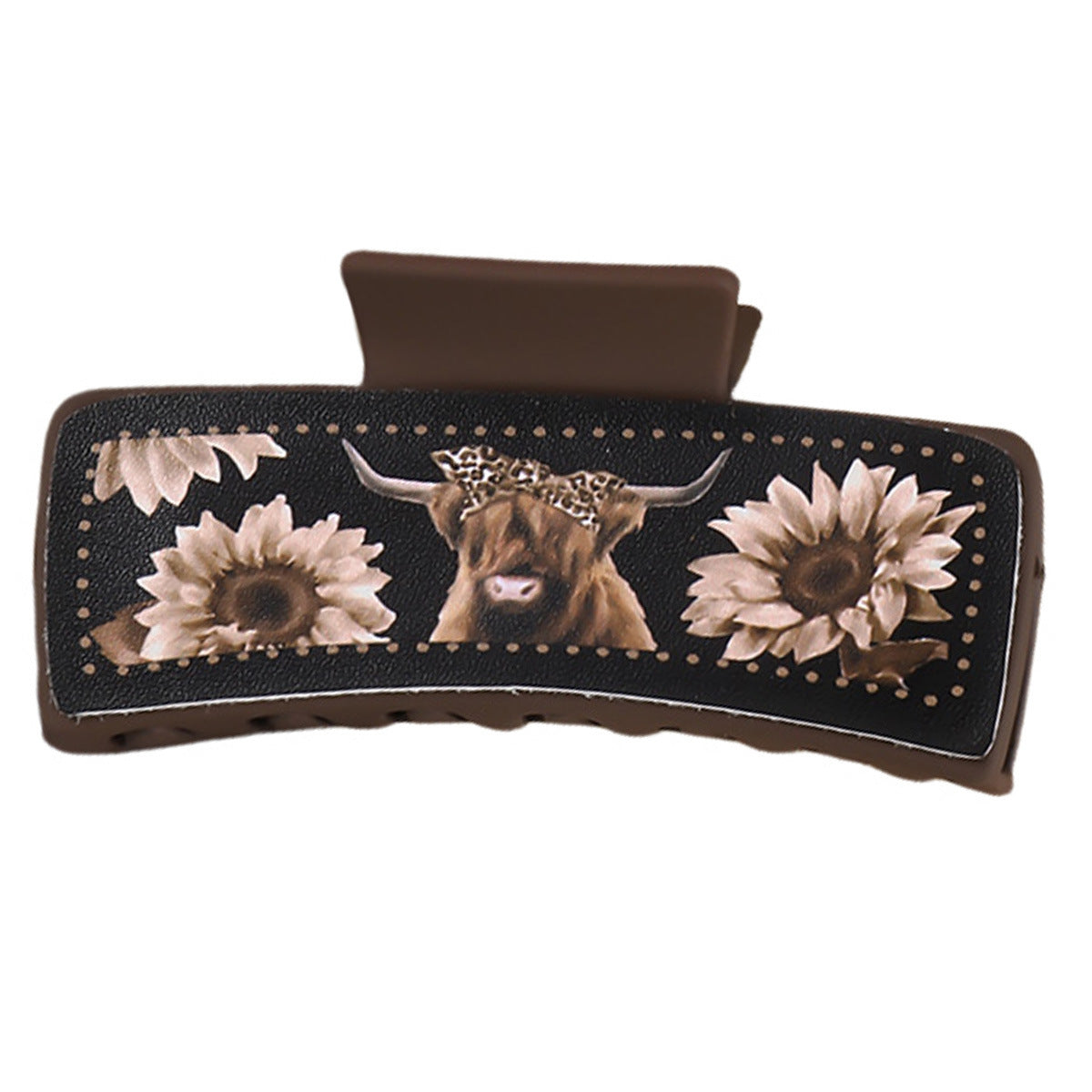 Wholesale yak chrysanthemum black leather large square clip shark clip