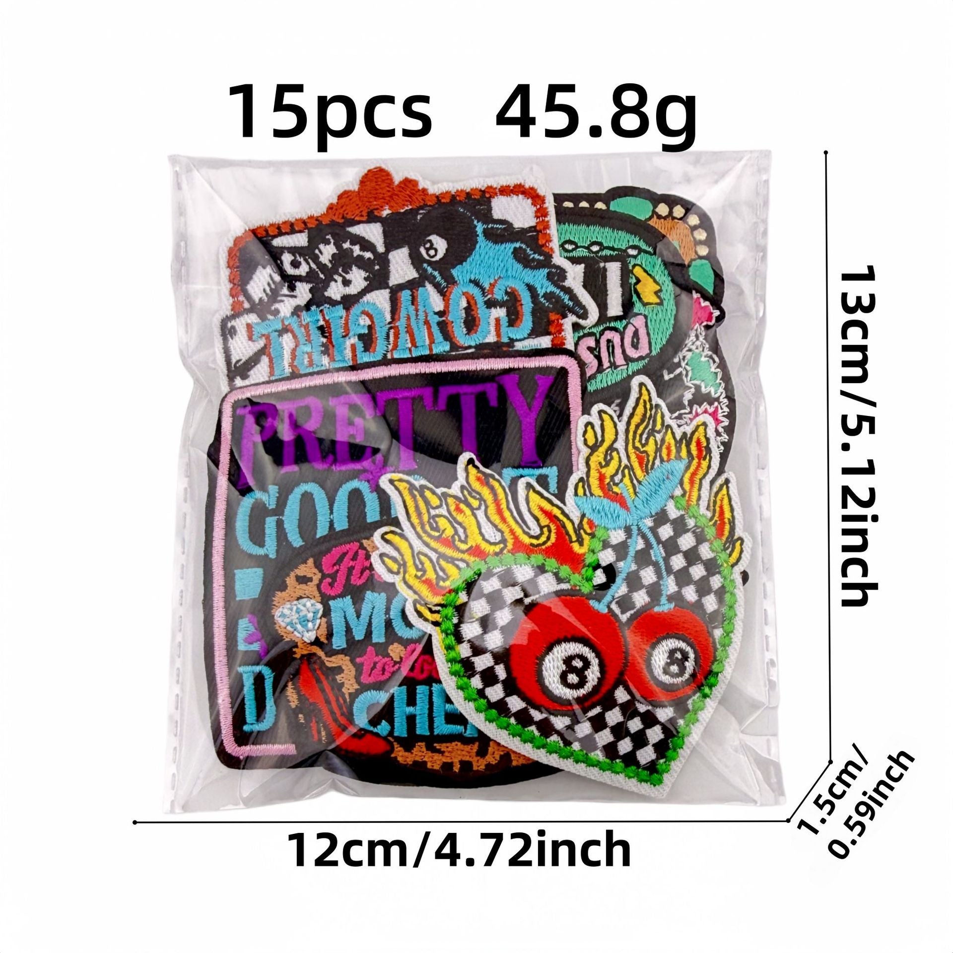 Wholesale Polyester Embroidered Iron On Patch Set Of 15 Y2K Punk Attitude Slogan DIY Clothing Bags Craft Supply