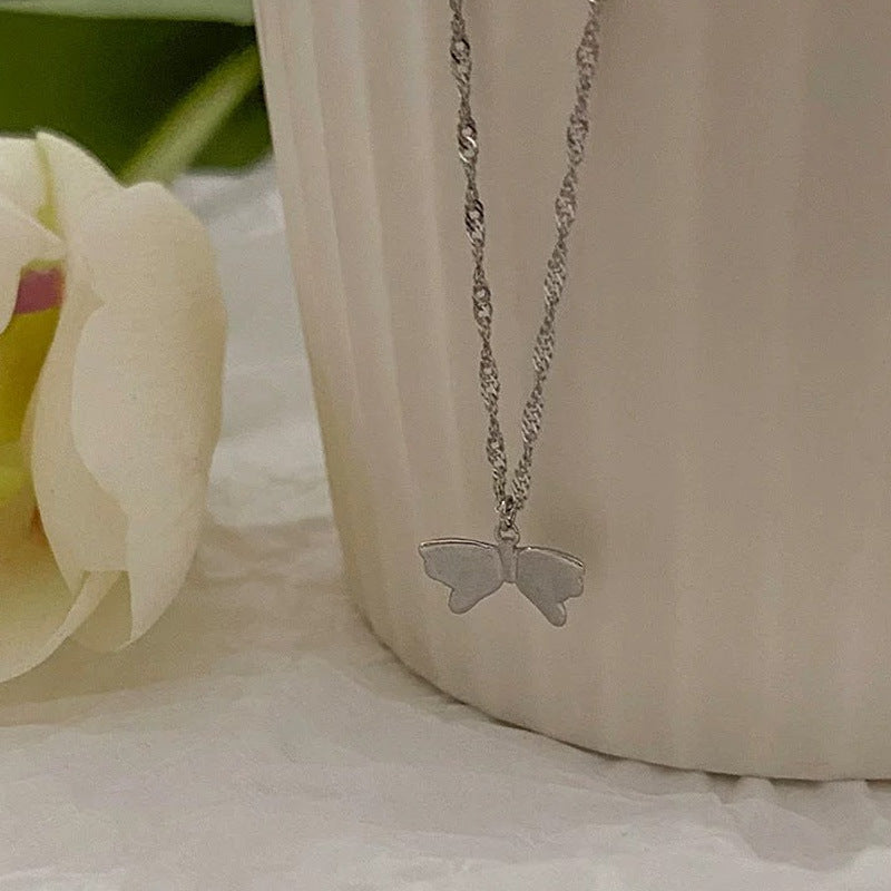 Wholesale S925 Sterling Silver Butterfly Necklace Clavicle Chain