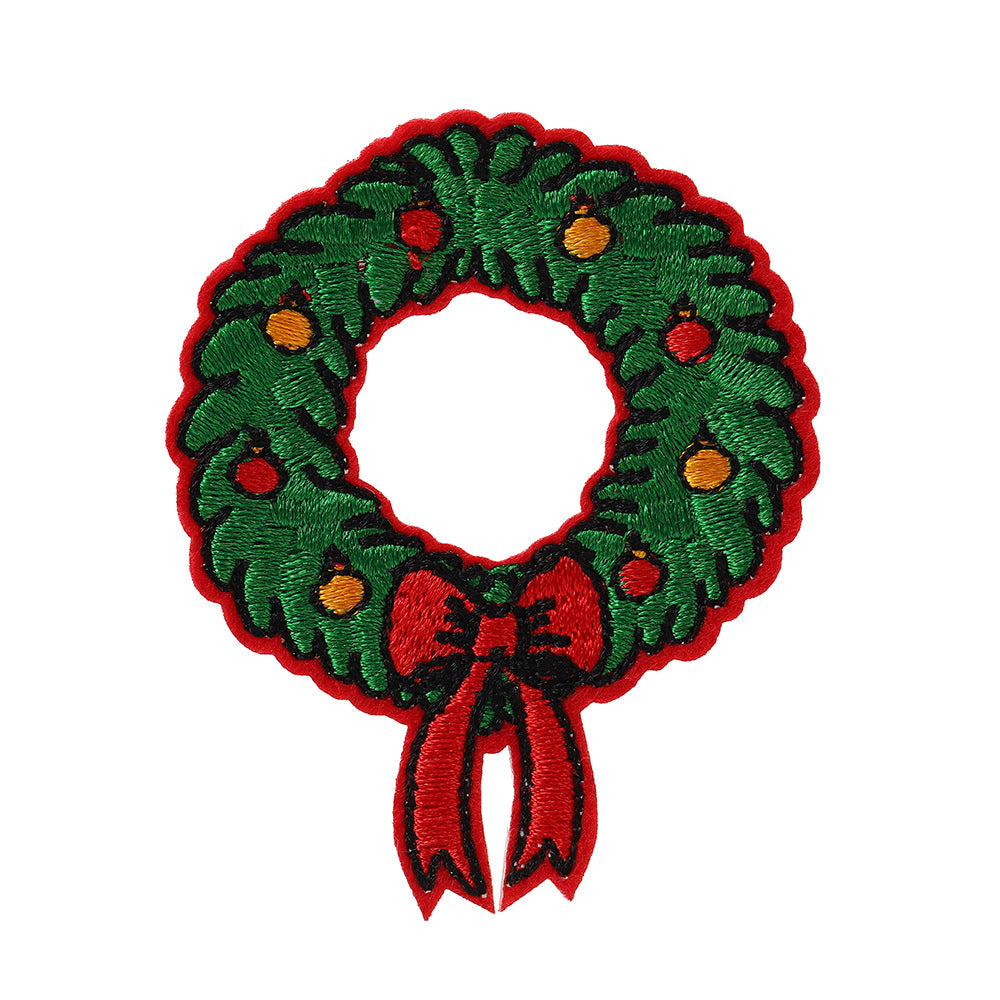Wholesale Christmas Bow Embroidered Self Adhesive Sticker Patch For Bags Clothing DIY Fashion Accessory Craft Supply