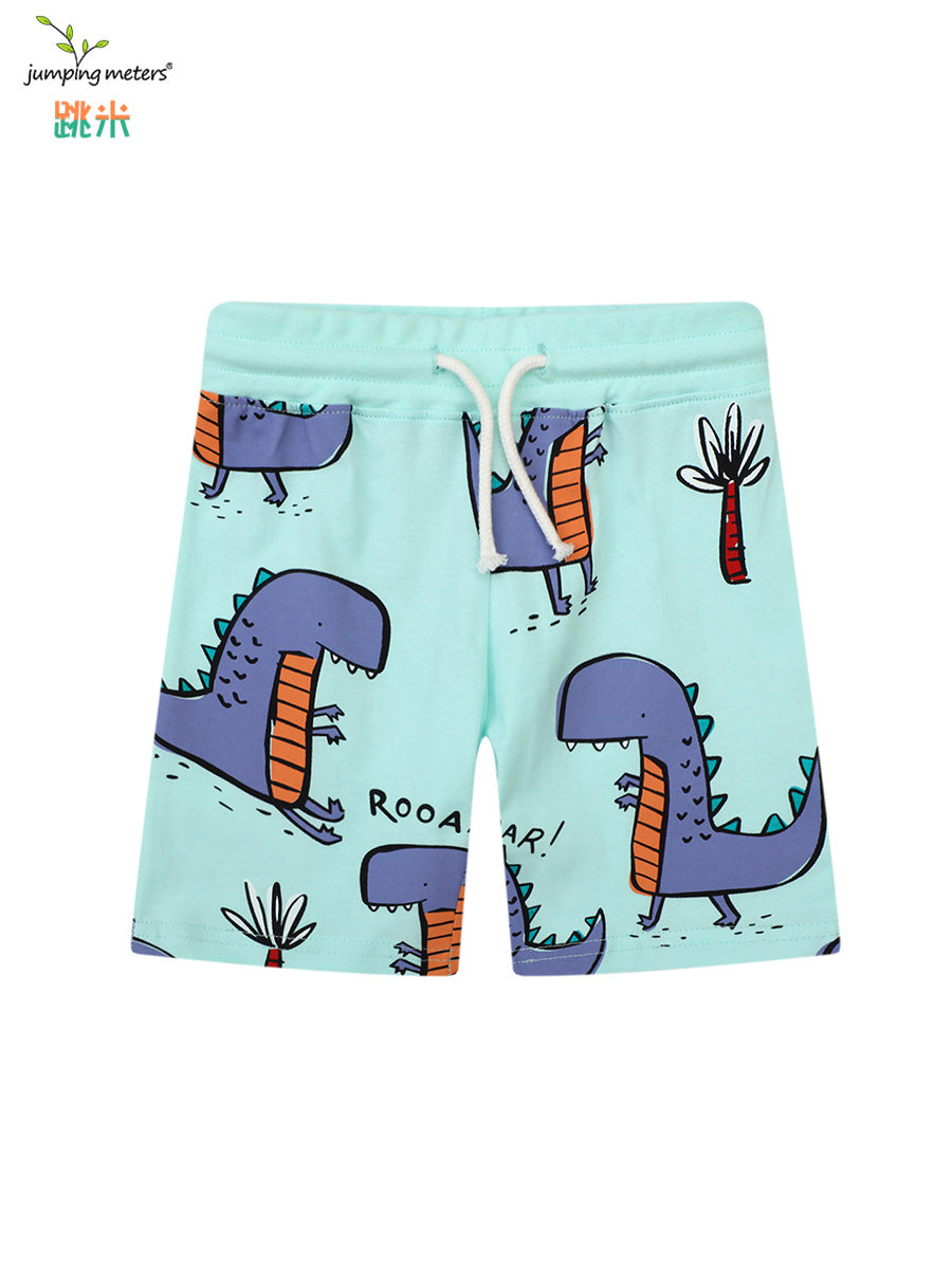 Wholesale Chic Boys Cartoon Dinosaur Short Sleeve T Shirt And Knit Pants Two Piece Summer Casual Outfit