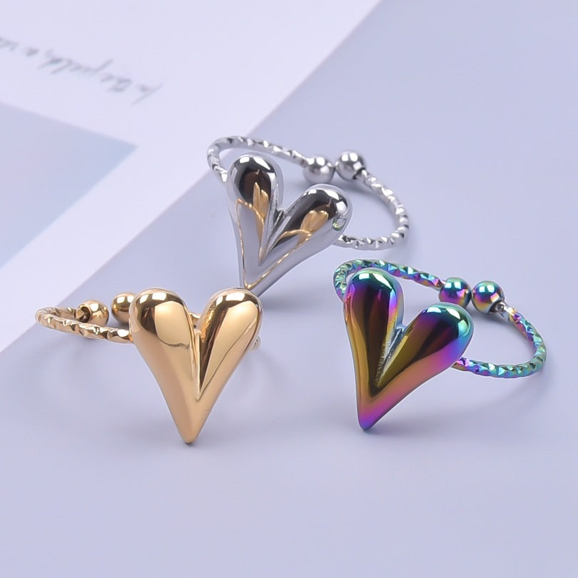 Wholesale Valentine's Day Stainless Steel Heart Opening Rings