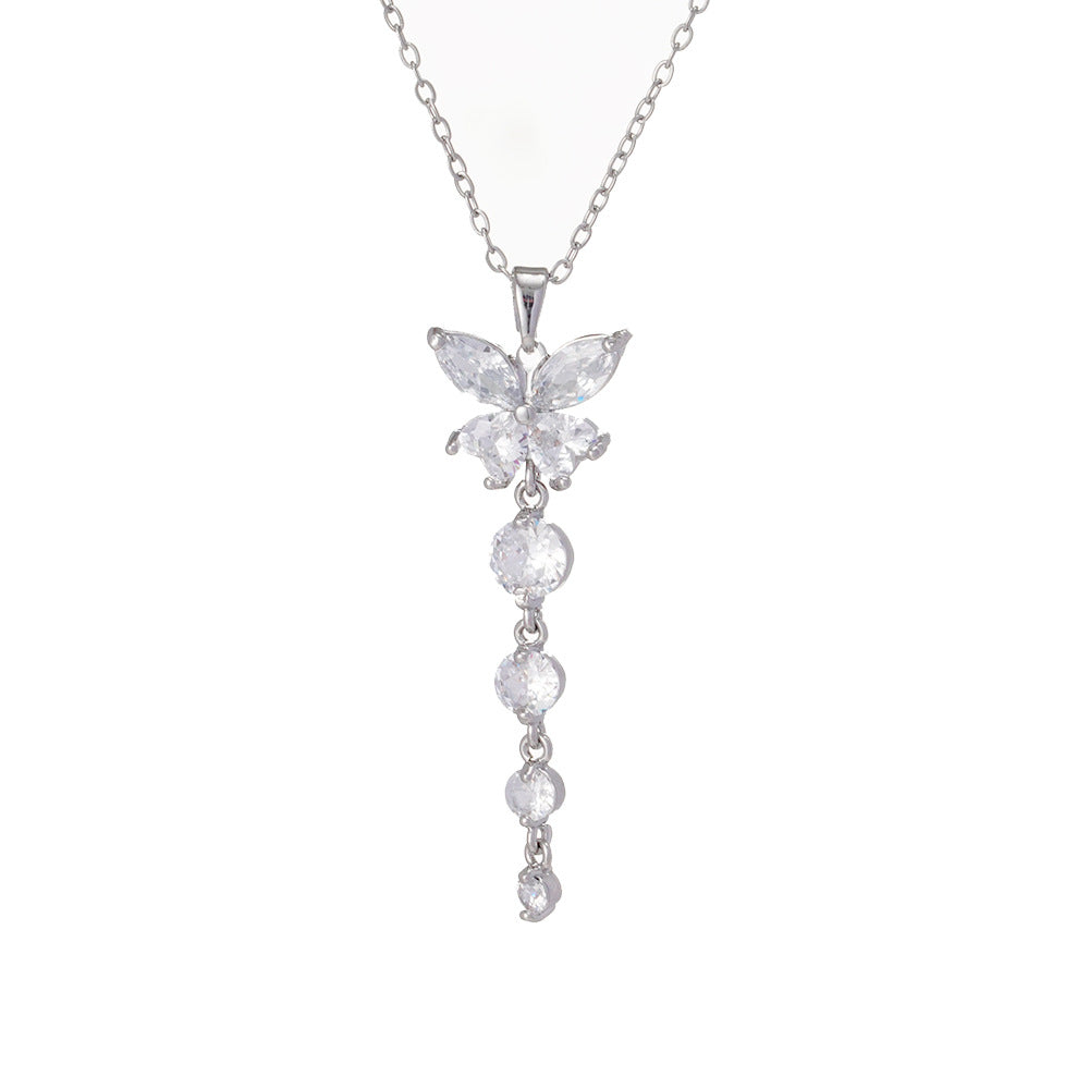 Wholesale Necklace for Women Zircon Tassel Butterfly Pendant Light Luxury Choker
