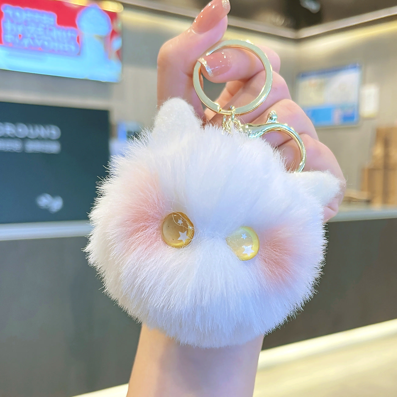 Wholesale Plush Kitten Head Keychain