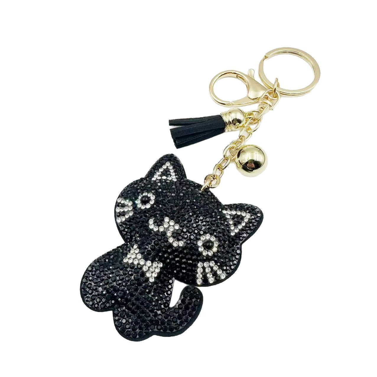 Wholesale 12pcs Creative Cartoon Kitten Diamond Keychain