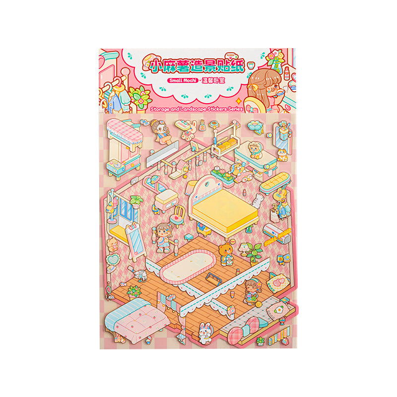 Wholesale Small mochi landscaping stickers 3D three-dimensional stickers free cutting