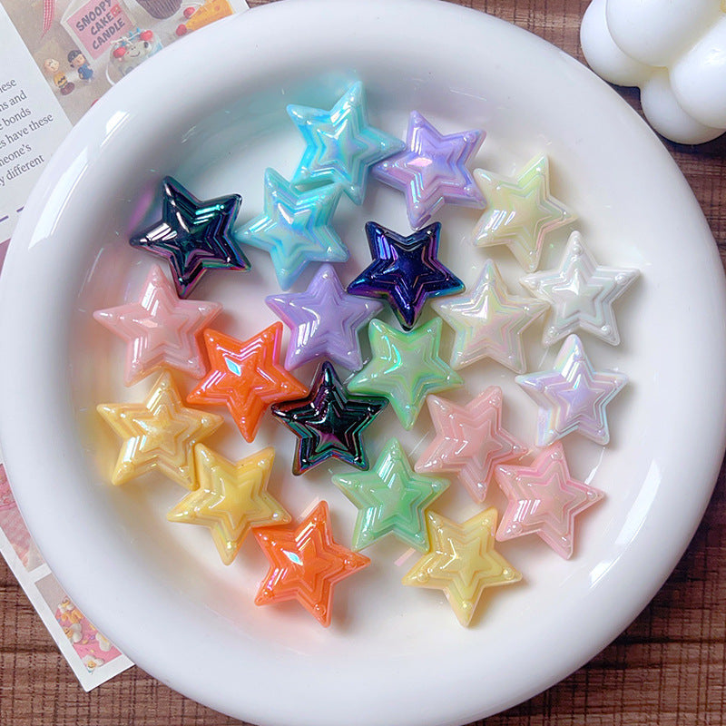 Wholesale 10pcs Color-plated UV Five-pointed Star  Acrylic Beads