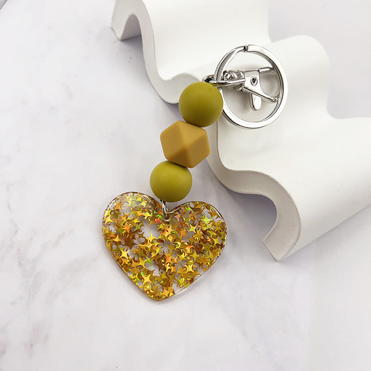 Wholesale  Magic Acrylic Love Silicone Beaded Keychain Bag Key Pendant