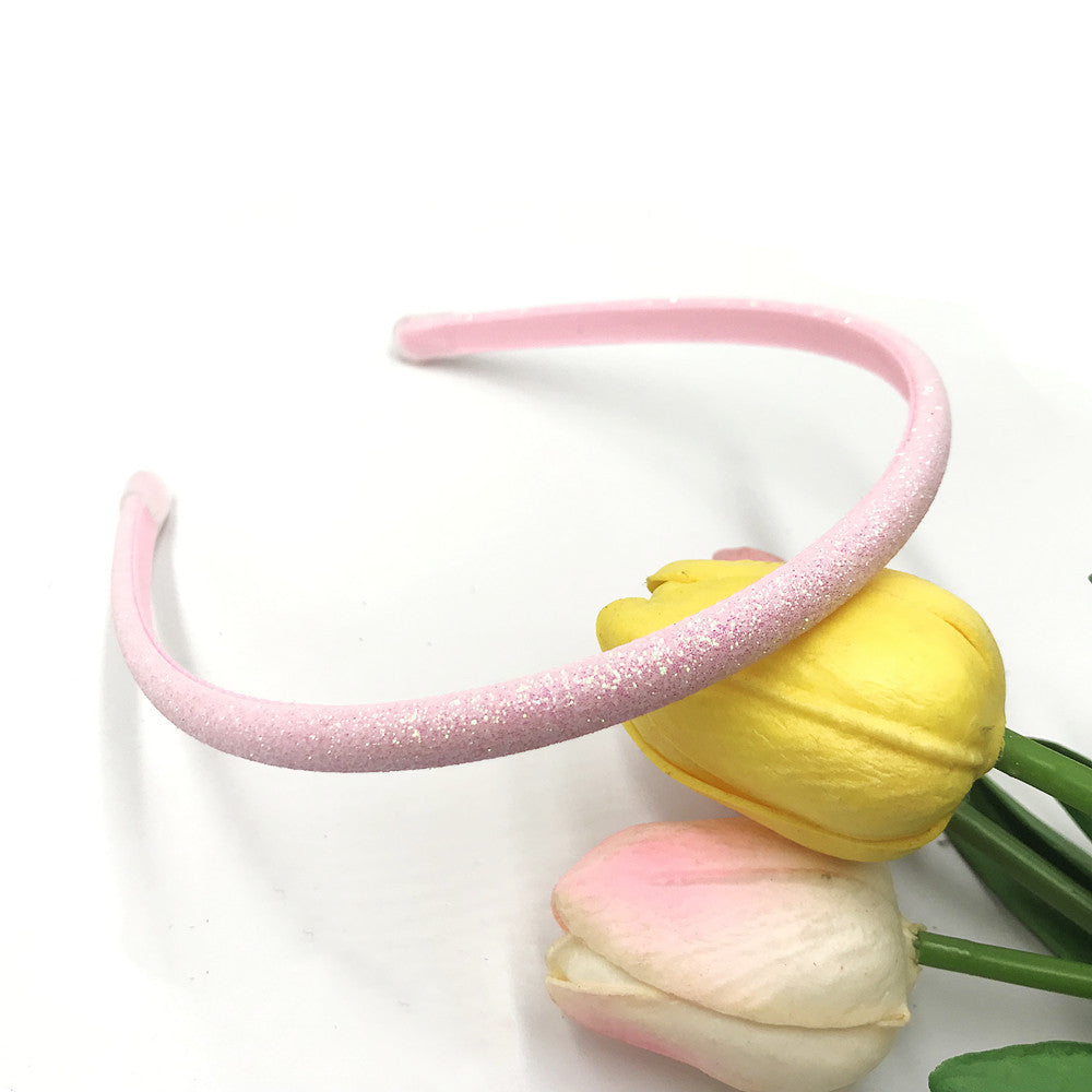 Wholesale Glitter powder retro temperament versatile transparent leather case 0.8cm headband